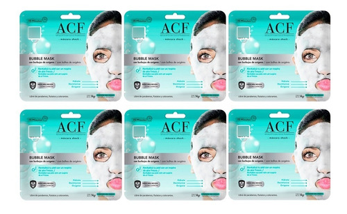Mascara Facial Acf Bubble Mask Oxigeno Hidrata Detox X6