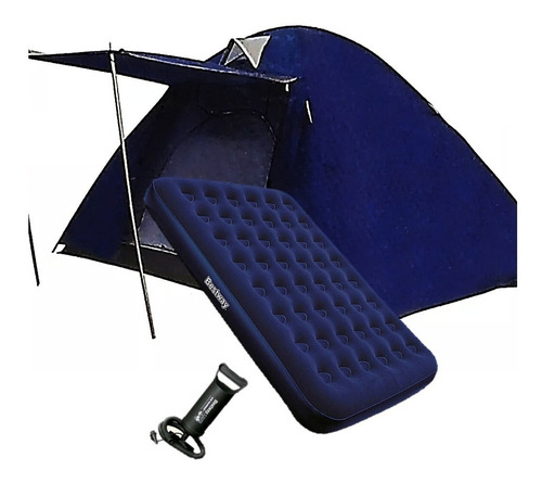 Combo Colchon Inflable + Carpa 3 Personas 1000mm + Inflador