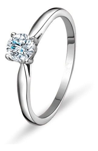Anillo De Compromiso Amelie Joyas Oro Blanco 10k C/swarovski