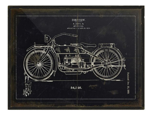 Cuadro Cartel Blueprint Vintage Moto Modelo 2