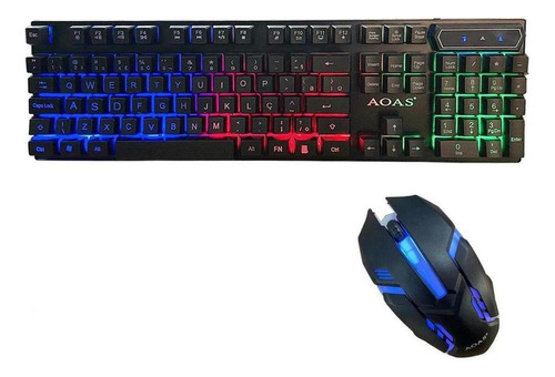 Kit Teclado Mouse Gamer Aoas M-300 Inglés Neg.