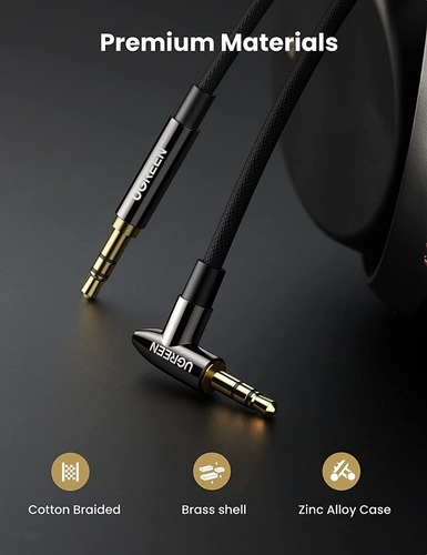 Imagen 7 de 8 de Cable Auxiliar De Audio Hifi 3,5mm (1 Metro)ugreen Reforzado