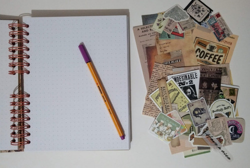Kit Vintage Bullet Journal De Puntos + Notas Stickers Hojas