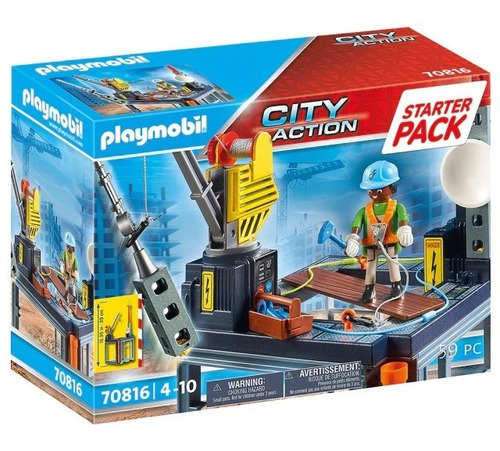 Playmobil La Construccion Con Grua Figura City Action 70816