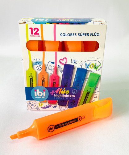 Resaltador Fluo Highlighter Ibi X 12 Unidades Color Naranja