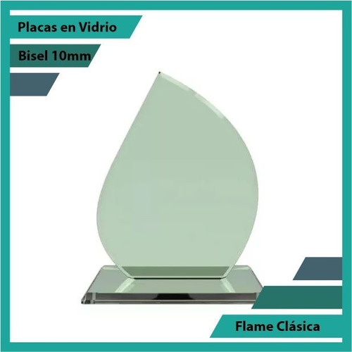 Placas Conmemorativas En Vidrio Forma Flame Clasica Plano