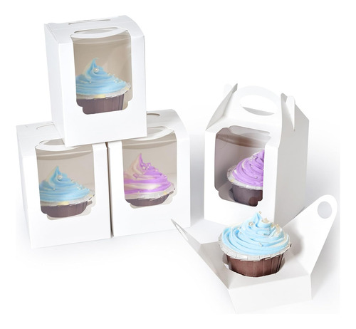 Cajas Individuales Para Cupcakes Con Asa Y Ventana