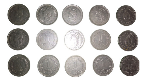Monedas (15) De $ 1 - Año 1957 A 1960, Incluye Conmemorativa