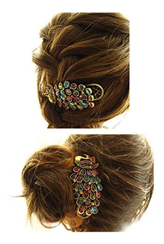 Shungfun Mujeres Vintage Metal Pavo Real Patron Pinzas Para