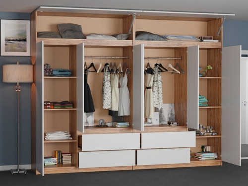 Placard Con Baulera Moderno Vestidor Ropero Melamina 2 Mts