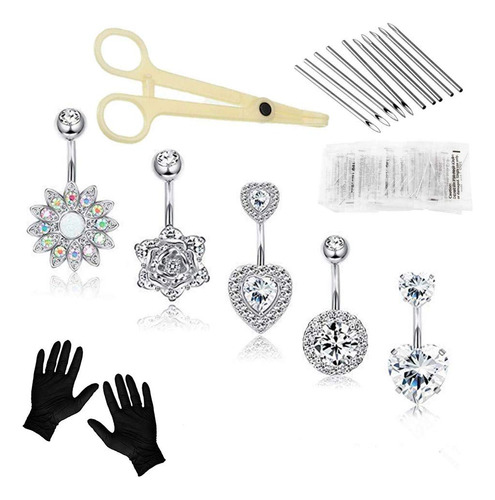 Yuelong - Kit De Piercings Para Ombligo Profesional Con Aguj