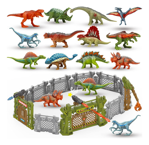 Oriate Juego 12 Figuras Mini Dinosaurios Con Valla Niños 3 A