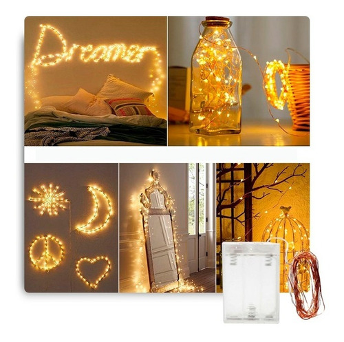 Luces Led Decorativa Hada A Pilas De 5mts