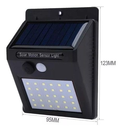 Luminária Solar Parede 30 Led Jardim Piscina Sensor Presença