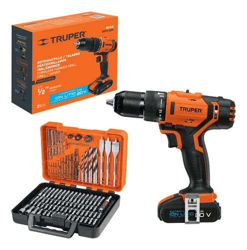 Kit Rotomartillo Inalámbrico 2 Ah Con Brocas Y Puntas 100pz