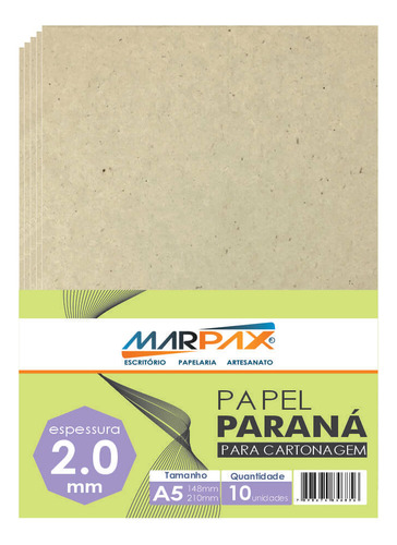 Papel Paraná Para Cartonagem Marpax 2,0mm A5 148x210mm 10un