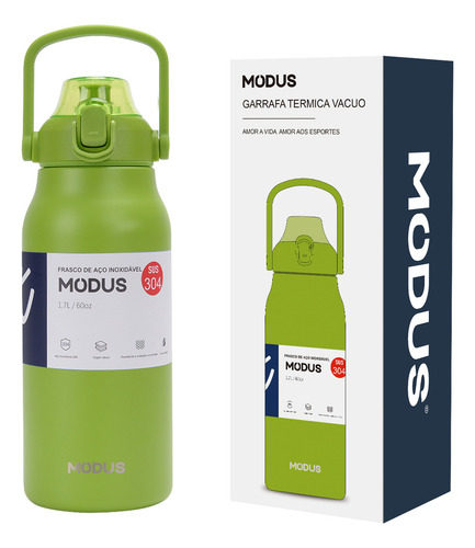Modus Garrafa Térmica 1700ml Bebidas Quentes E Frias Adequado Para Utilização Diária Em Casa Cor Verde