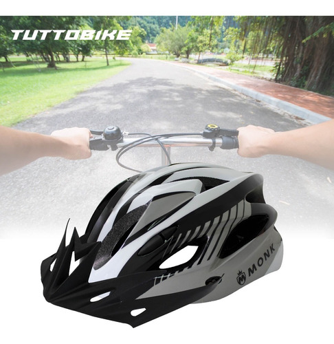 Imagen 10 de 10 de Casco Bicicleta Ruta Y Montaña Luz Led Y Visor Ciclismo Monk