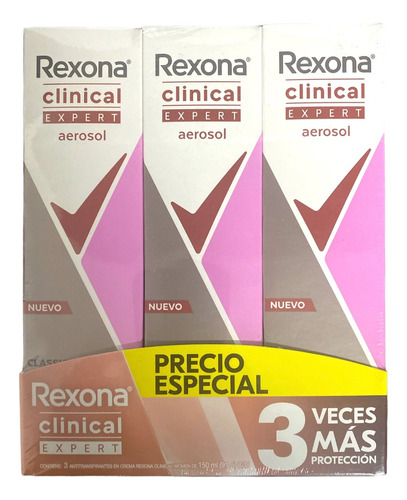 Antitranspirante Rexona Clinical 3 Pzas De 150ml Cu