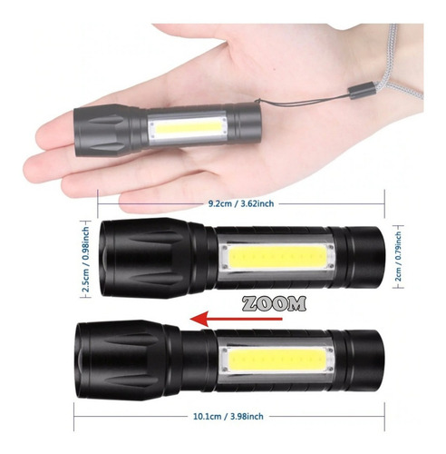 Imagen 4 de 6 de Lampara Linterna Tactica Militar Recargable Luz Led+estuche