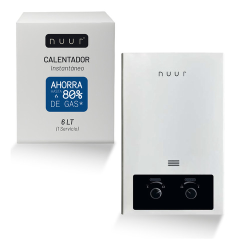 Calentador Instantáneo de Agua Gas Lp Glp Nuur Calin6lp Blanco