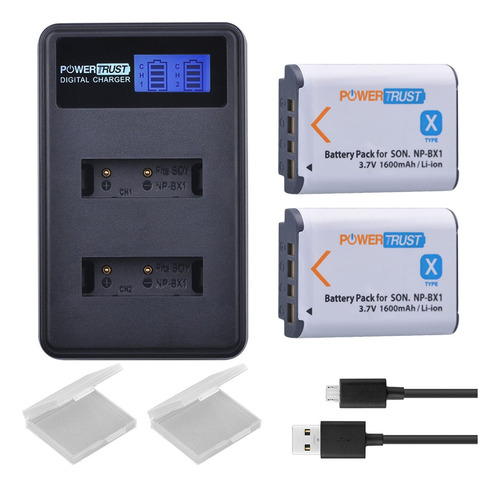 Powertrust Np-bx1 Paquete De 2 Baterías Y Cargador Usb Dua