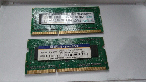Memorias Ram Ddr3 Netbook 2 X 1gb