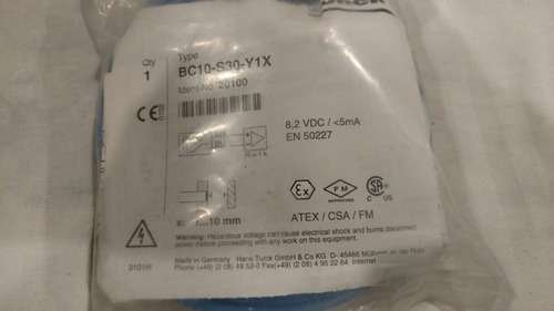 Sensor Capacitivo Turck Bc10-s30-y1x Clasificacion Atx