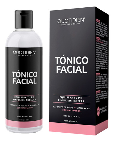 Tónico Facial Quotidien  Con Agua De Rosas + Vitamina B5 + Niacinamida - Todo Tipo De Piel - Toner Piel Grasa -350ml