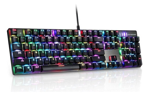 Teclado mecánico Motospeed Ck104 Silver Gamer, conmutador RGB, idioma inglés, teclado estadounidense, color azul