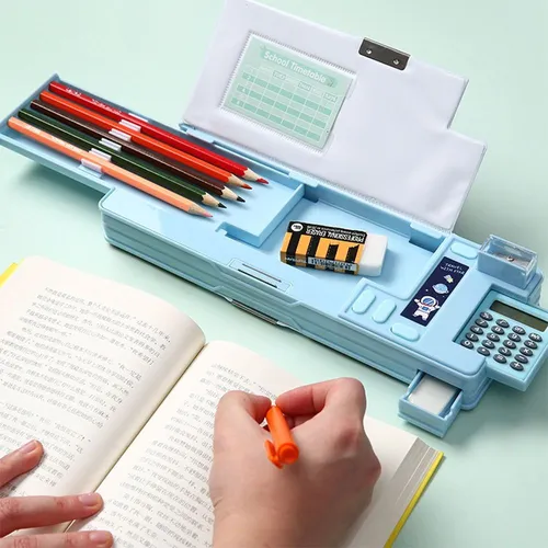 Estuche Para Lápices Con Calculadora, Estuche De Doble Capa