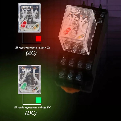 12vdc24vdc 110vac220vac(puede ) Bobina 8 Pin 10a Dpdt Led Indicador Relé De Alimentación Electromagnético Con Base Con Carril Din Ranurado De Aluminio, Ac110v