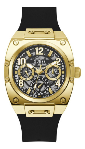 Relógio Guess Masculino Dourado Silicone. Grande. Estiloso