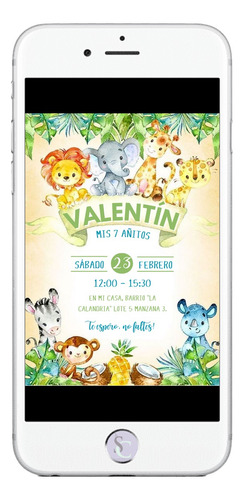 Invitación Cumpleaños Tarjeta Digital Animales Selva Zafari