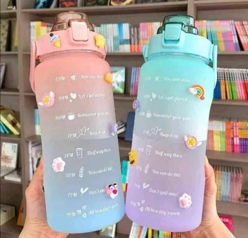 Botella Vaso Motivacional 2litros Con Sticker Varios Colores