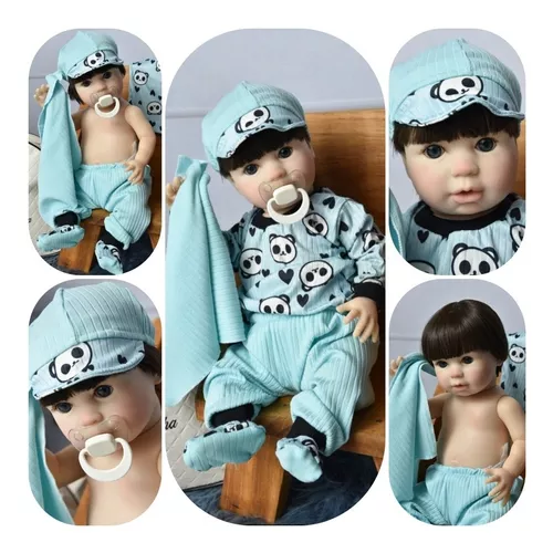 Boneca Bebê Reborn Panda Realista Brastoy Silicone Conjunto de Roupa  Chupeta Mamadeira e Pelúcia - Bonecas - Magazine Luiza