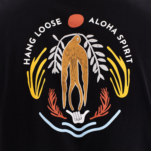Imagen 5 de 7 de Polera Manga Corta Hombre Hang Loose Aloha Spirit Negro