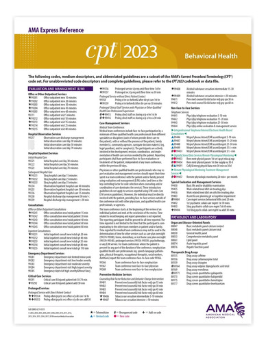 Cpt 2023 Express Reference Coding Card : Behavioral Health