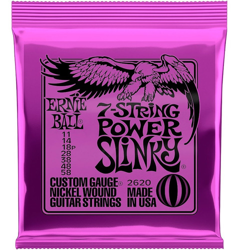 Imagen 1 de 6 de Set Cuerdas Ernie Ball 7 String Power Slinky 11-58