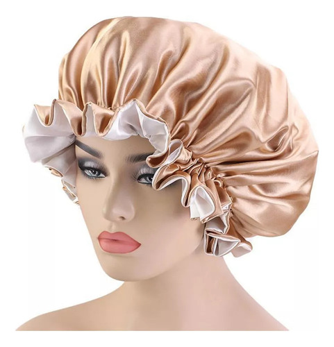 Gorro De Seda Satinado Con Banda Elástica Reversible Caqui