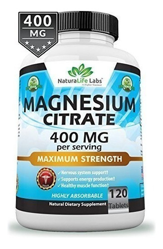 Citrato De Magnesio 400 Mg Maxima Potencia 120 Tabletas