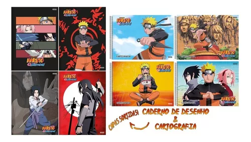 Caderno desenho espiral capa dura 60 folhas Naruto Shippuden São