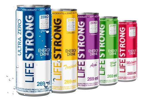 Kit Life Strong Energy Drink (269ml) 5 Sabores