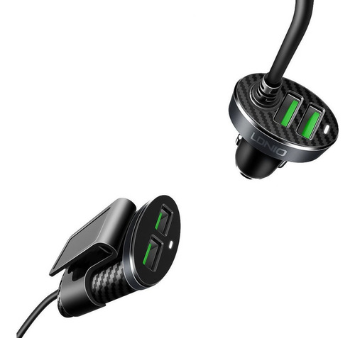 Cargador Usb Auto Con Alargador 4 Puertos 1 Metro Ea27