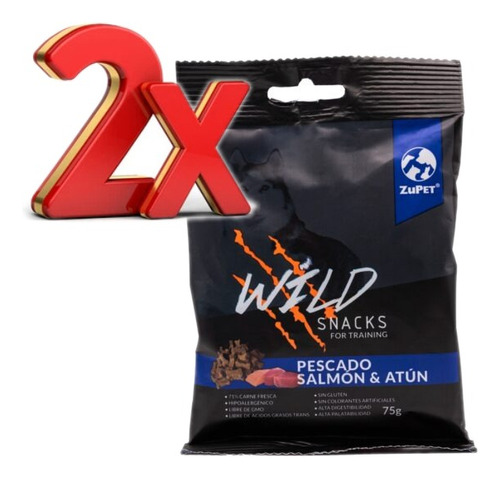 2x Snack Wild Salmon Atun Entrenamiento Juego Perro 75gr  