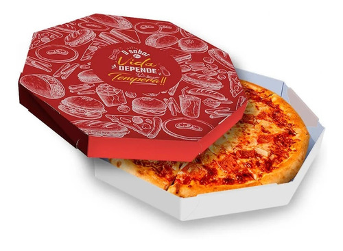 Caixa Embalagem Para Pizza Oitavada Delivery 35cm - 25un