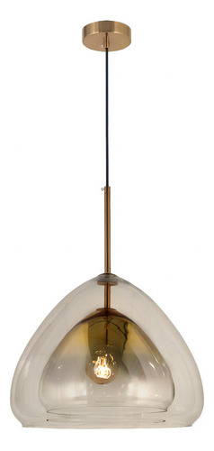 Lampara Colgante Sophie Vidrio Doble Vintage Deco Led E27 Color Dorado- Transparente