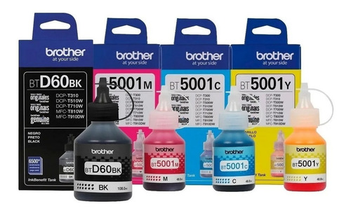 Imagen 1 de 1 de Tinta Brother Btd60 Negro + Bt5001 Color T310 T510 T710 T810