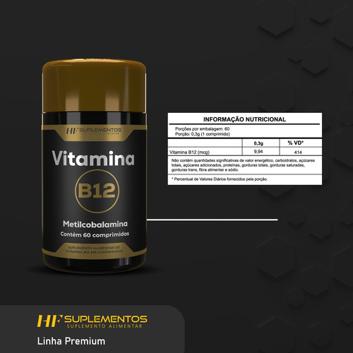 Vitamina B12 Metilcobalamina 60 Comprimidos Hf Suplementos
