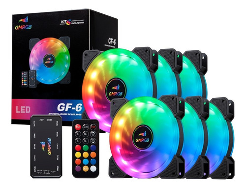 GMRGB Kit 6 Com Coolers Gamer De Resfriamento Argb 120mm Led Multi Color